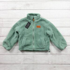 NWT Little Bipsy Collection Kids Sherpa Jacket Green Coat Size 4-5